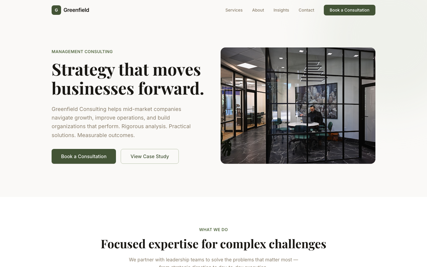 Greenfield Consulting screenshot